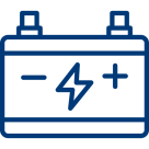 Icon große Batterie mit Plus- und Minuspol – Symbol für große Batterien