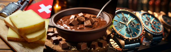 Schweizer Käse, Schokolade und Uhren – typische Produkte, die nach einem Schweiz Umzug beliebt sind.