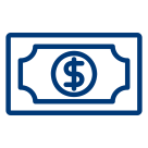 Icon zum Thema Auswandern nach USA – Symbol für Währung mit US-Dollar-Schein