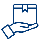 Eine offene Hand, die ein Paket trägt, symbolisiert die praktische Verpackungsrücknahme nach der Lieferung.