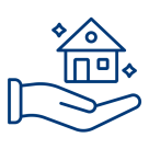 Icon Hand mit Haus – Symbol für Größe des Haushalts