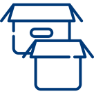 Icon mit zwei Umzugskartons – Symbol für Umzugskartons packen